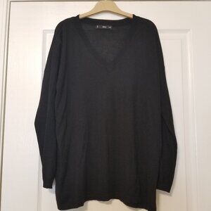 Cashmere-Blend V-Neck Sweater - Black (XS) - MANGO